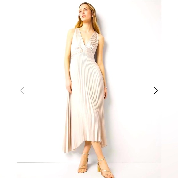 White House Black Market Dresses & Skirts - White House Black Market Tan Pleated Midi Gown💎